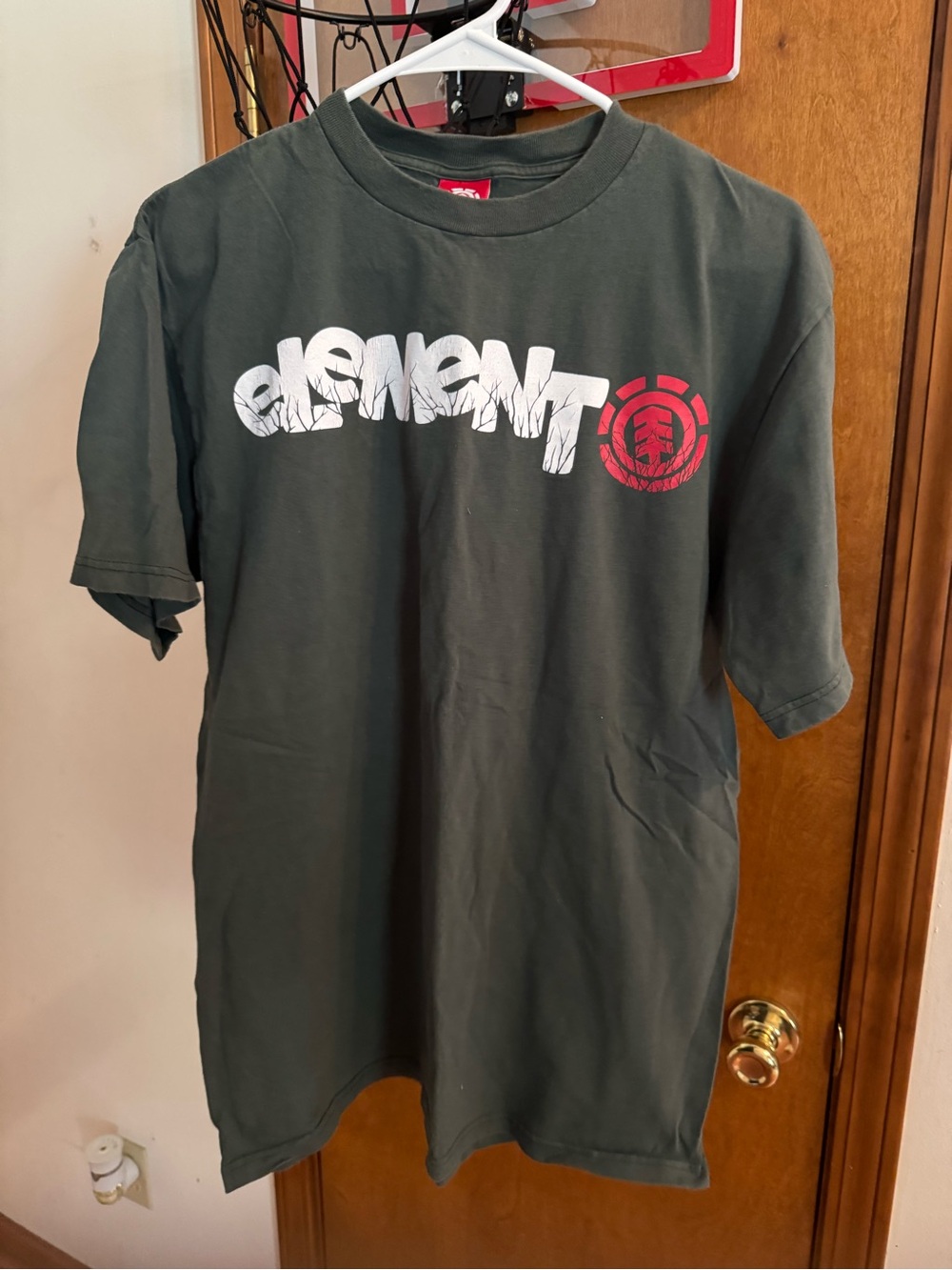 Element Dark Green Short Sleeve Tee with White Logo and Red Emblem
